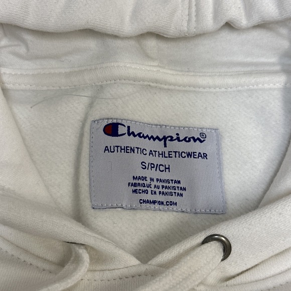 Champion Women's Sweatshirt Size Small Powerblend Hoodie White Center Logo - Picture 3 of 7